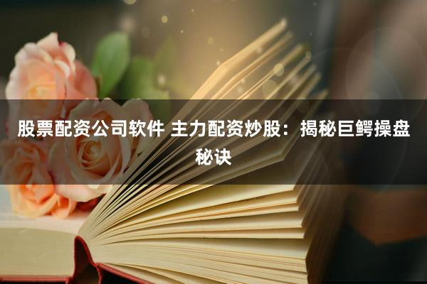 股票配资公司软件 主力配资炒股:揭秘巨鳄操盘秘诀