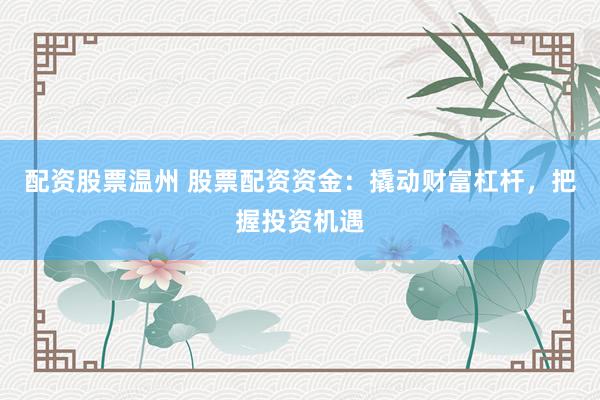 配资股票温州 股票配资资金:撬动财富杠杆,把握投资机遇